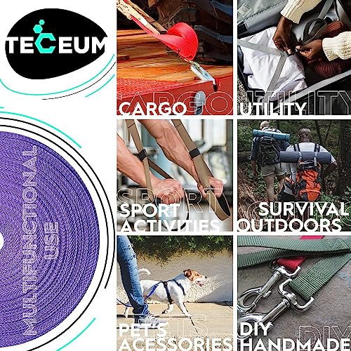 Image of TECEUM 3 /4 inch & 5 /8 inch & 1 inch & 1.5 inch & 2 inch Webbing - 10 25 50 Yards - 40+ Colors - Heavy Duty 1 Inch 1.5 Inch 2 Inch Backpack Straps - Webbing for Outdoors Indoors Crafting DIY