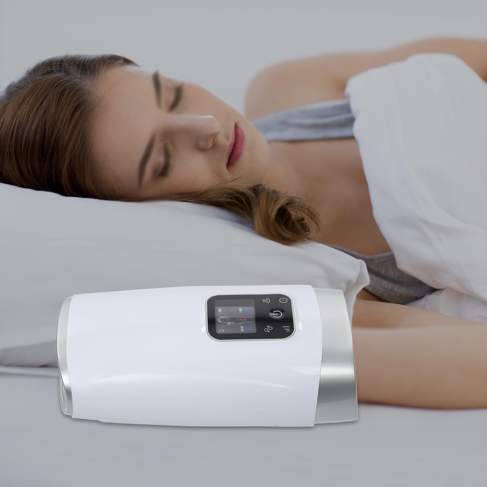Handmassagegerät mit Wärme und Kompression, 8 Intensitätsstufen, 2200mAh Akku, Timer und LCD-Display – für Zuhause und Büro, Geschenk für Damen und Herren