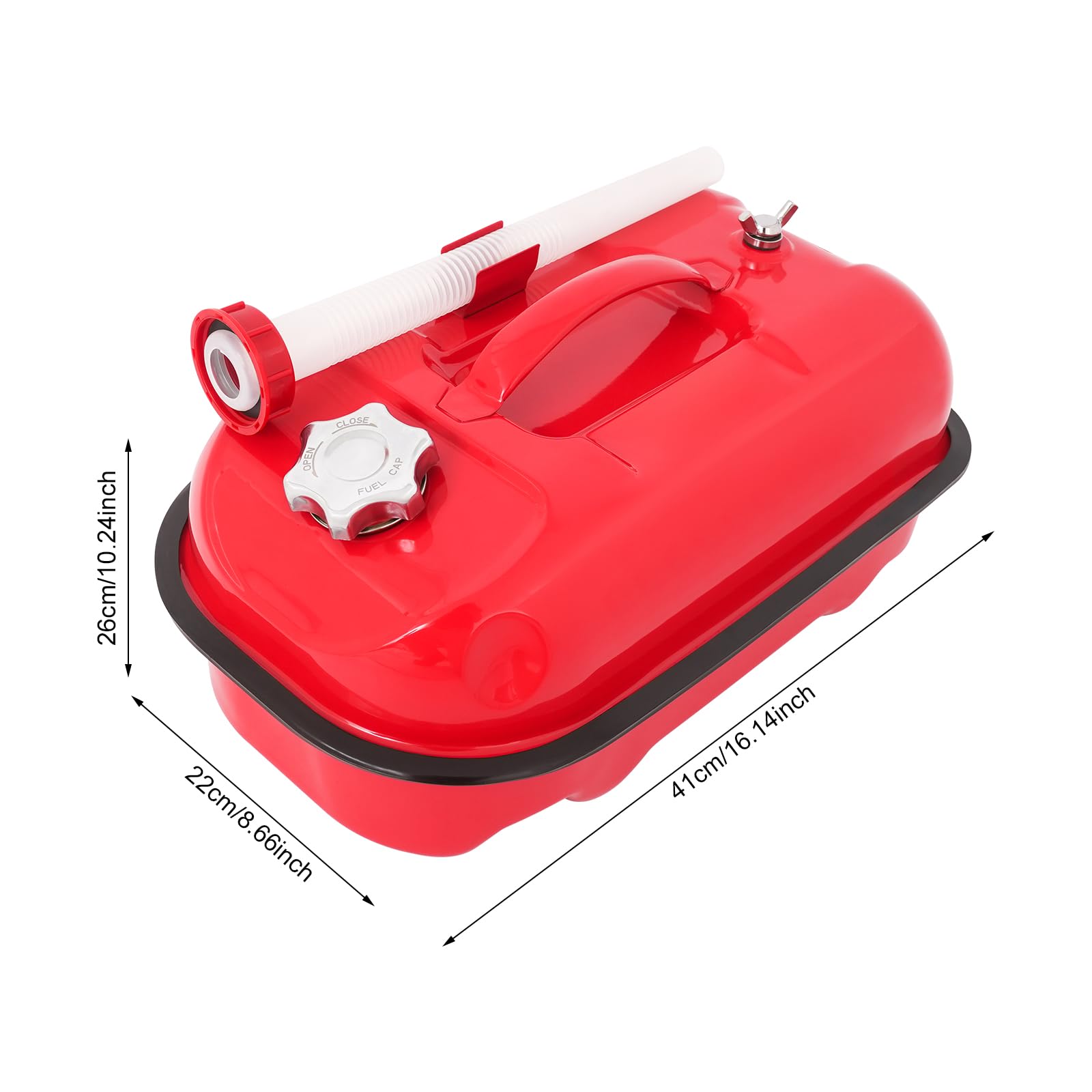Bidón de gasolina rojo – Depósito de gasolina, robusto y denso bidón de combustible con asa de transporte y accesorio de depósito – Bidón universal para coche, moto, barco (20L/10L, 4.4/2.2 galones