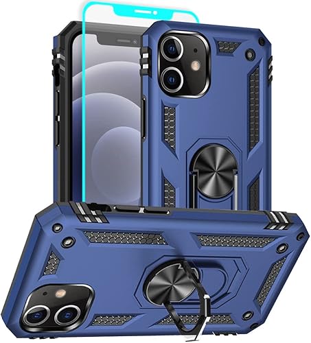 Aozuoton Funda para iPhone 12, iPhone 12 Pro, grado militar de 16 pies probada en caídas, anillo protector a prueba de golpes para iPhone 1212 Pro,