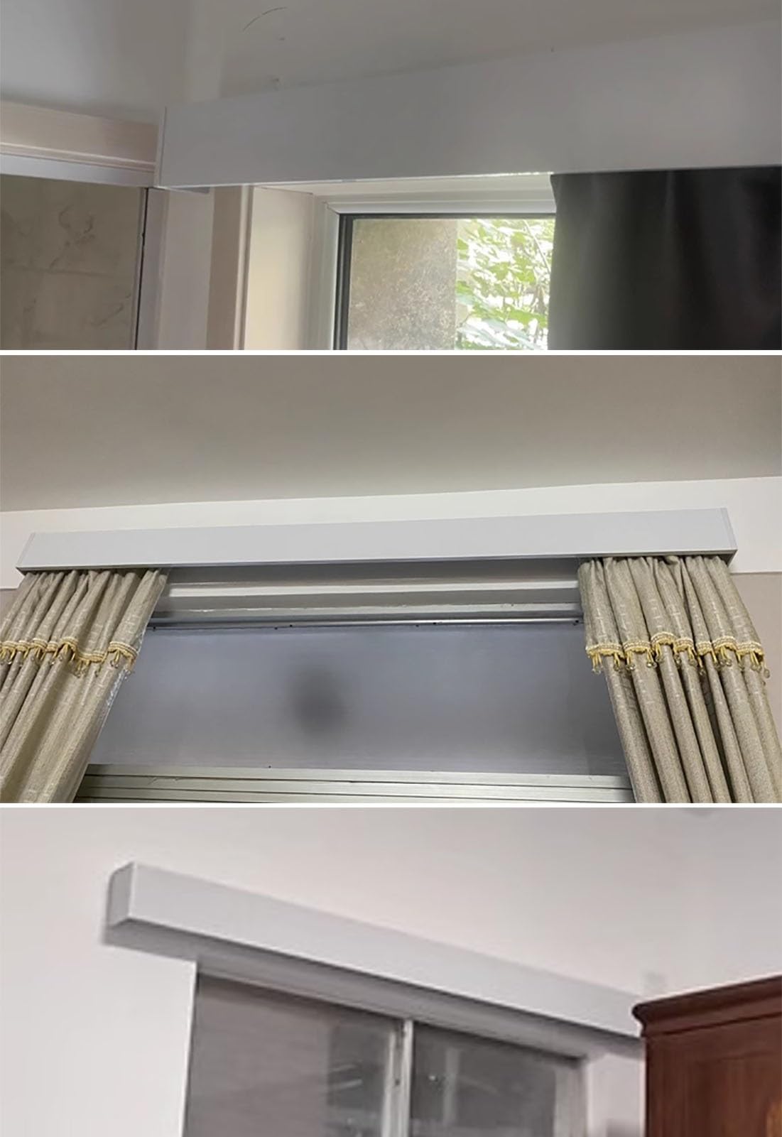 Kurtyna okienna, lambrekin, karnisz, karnisz, uchwyt ścienny z osłoną, karnisz do salonu, bardzo długa zasłona lambrekin, panel kasetowy, system przegrody kasetowej (6 m