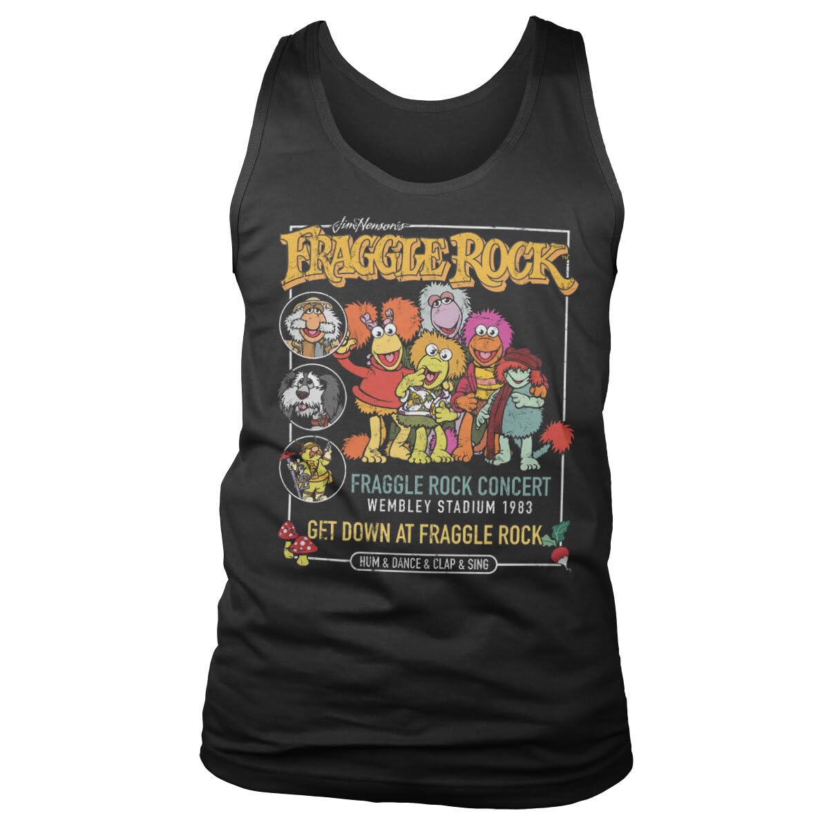 Fraggle Rock Officially Licensed Concert Mens Tank Top Vest (Black), XX-Large