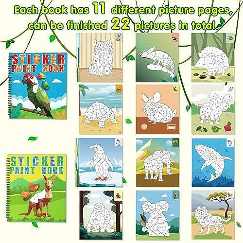 Image of 90shine 2PCS Sticker Books for Kids Ages 4-8 Zoo Pet Themed Designs Party Gift Create 22 Pictures