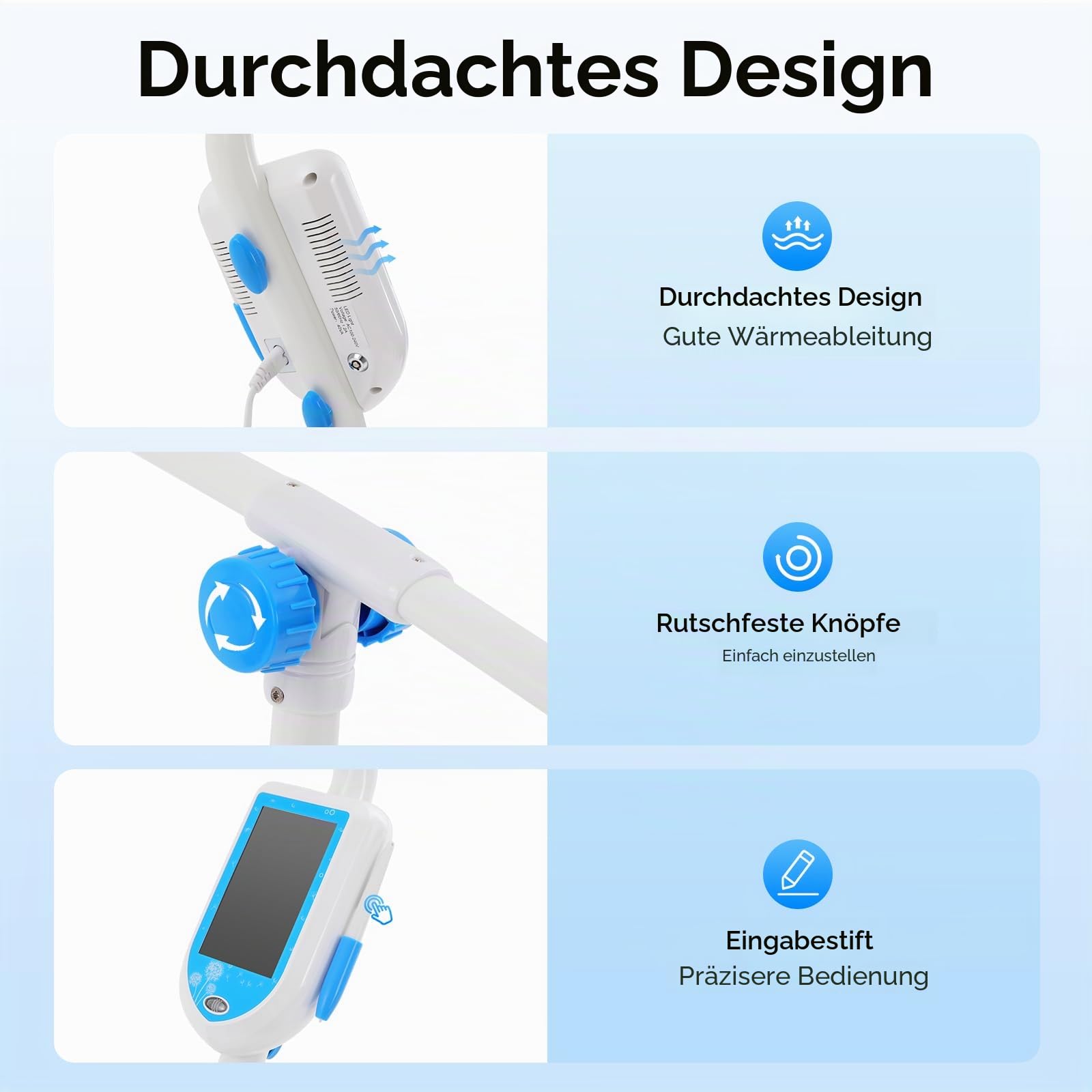 Dental LED Whitening Lampe, Teeth Whitening Device mit Rädern, Timer und Klinikeinstufung Zahnaufhellung Accelerator Zahn Bleaching – 3 Lichtfarben & Touchscreen