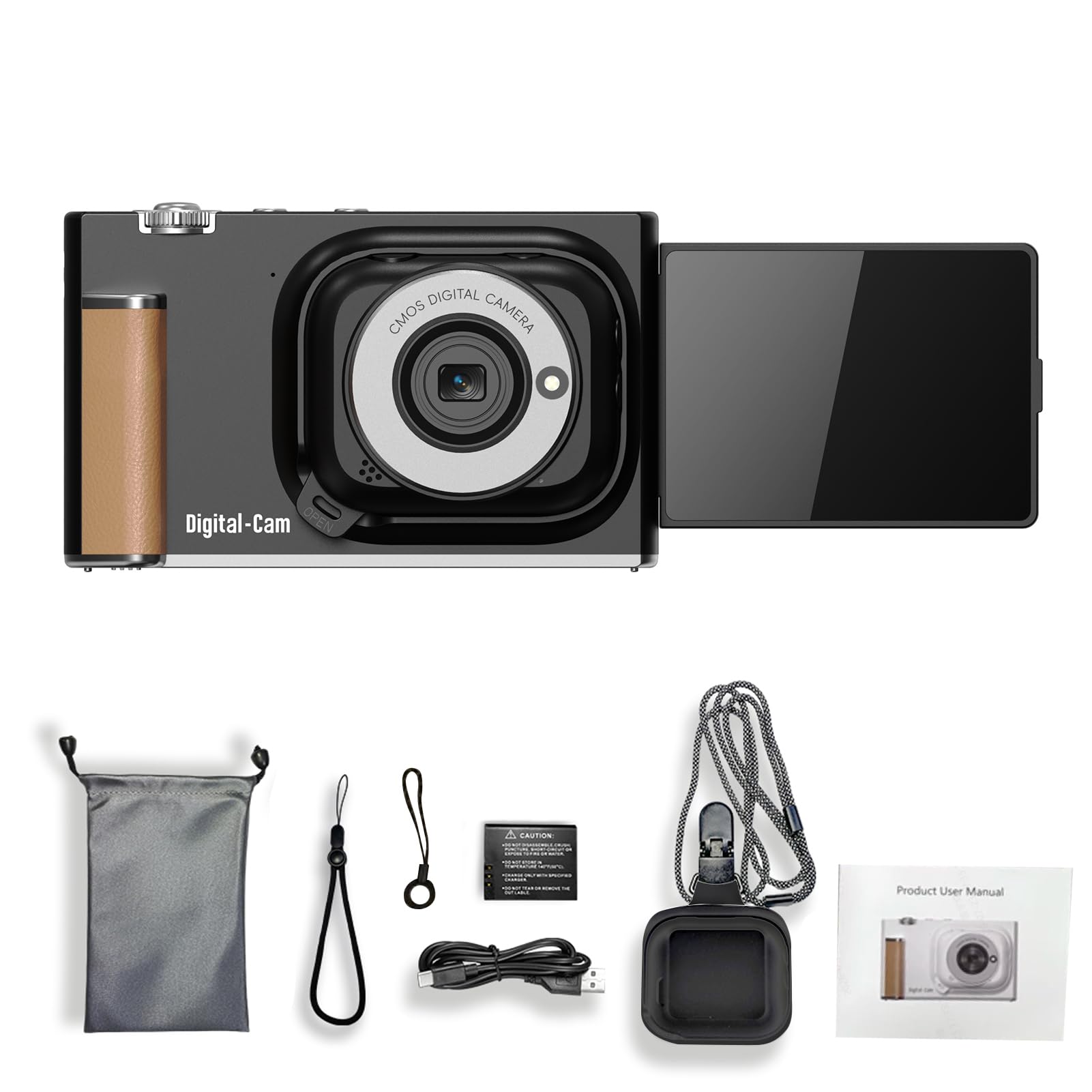 Andoer di Fotocamere 2 in 1, Fotocamera Sportiva Portatile, Fotocamera | di Fotocamere 2 in 1, Fotocamera Sportiva Portatile Rimovibile, Fotocamera Vlog da 75 MP, Schermo Pieghevole da 2,8",