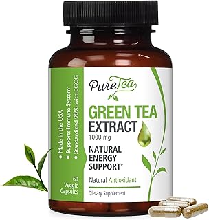 Green Tea Extract 98% 1000mg with EGCG (Non-GMO & Gluten Free) Max Potency for Weight Loss & Metabolism Boost, Antioxidant...