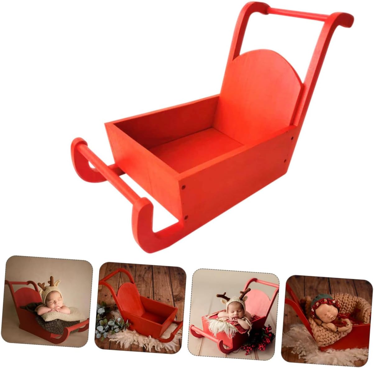 1pc Newborn Photography Prop Rustic Xmas Sled Decoration for Photo Shoot Design for Christmas Parties Smooth for Use for Capturing Special Moments