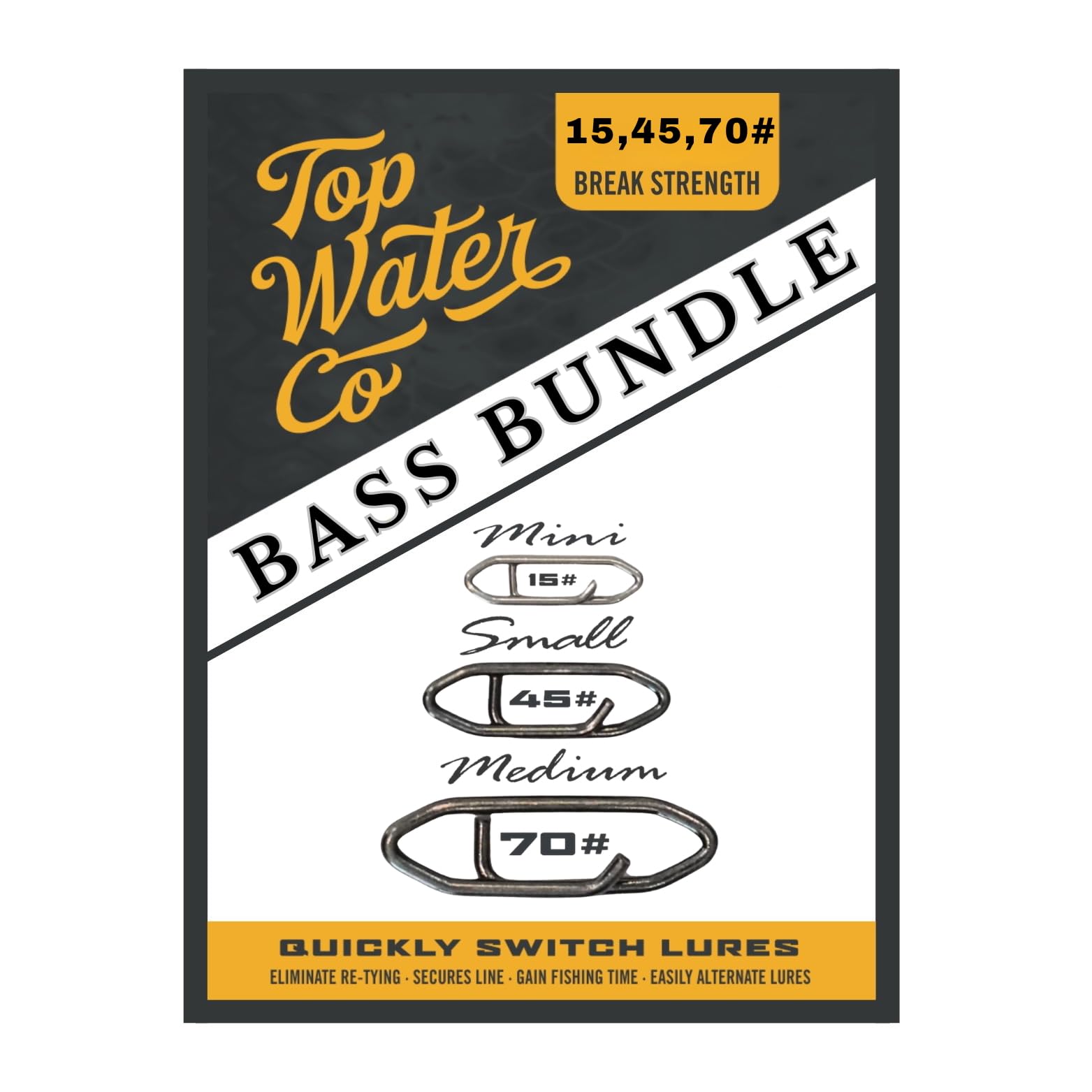 Top Water Co. Species Target Angelbündel – Premium Edelstahl Speed Clips Sortiment – (25 Stück)