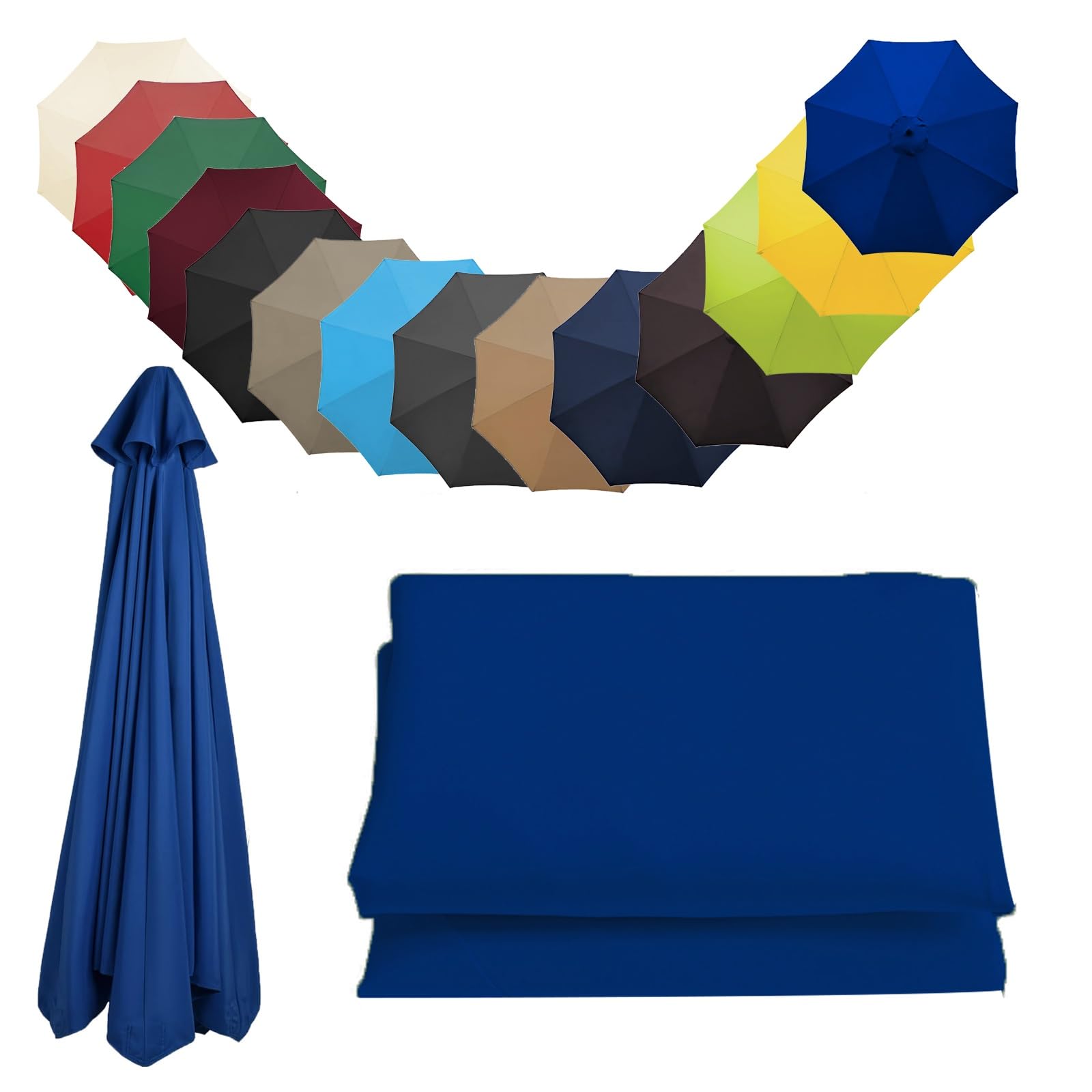 Replacement Parasol Canopy Sun Umbrella Replacement Cloth Replacement Parasol Fabric Cover For Garden Umbrella 2.0 m 2.7 m 3.0 m + 6 Arms/8 Arms(Color:Blue,Size:8 ribs-2.7 m(8.8ft))