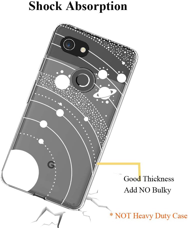 Unov Pixel 3a XL Case Clear with Design Soft TPU Shock Absorption Slim Embossed Pattern Protective Back Cover for Pixel 3a XL 6 inch (White Universe)