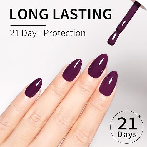 Miniatura 3 de Esmalte de uñas de gel de vino burdeos, botella grande de 0.63 onzas líquidas, color morado oscuro, morado y ciruela profunda