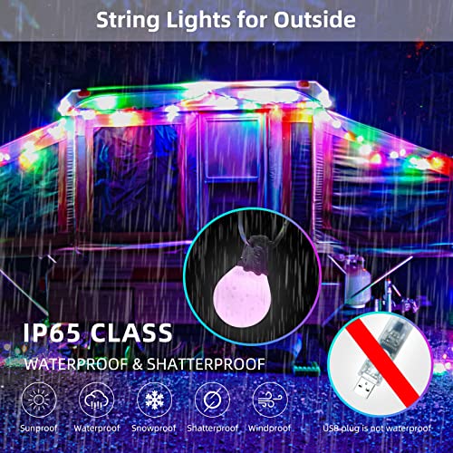 Hedynshine Outdoor Smart String Lightsapp Control,50Ft Outdoor String Lights Waterproof,Color Changing String Lights With 25 Bulbs,Rgb G40 Led String Lights Outdoor,Outdoor Lights For Patio Music Sync #TOP3
