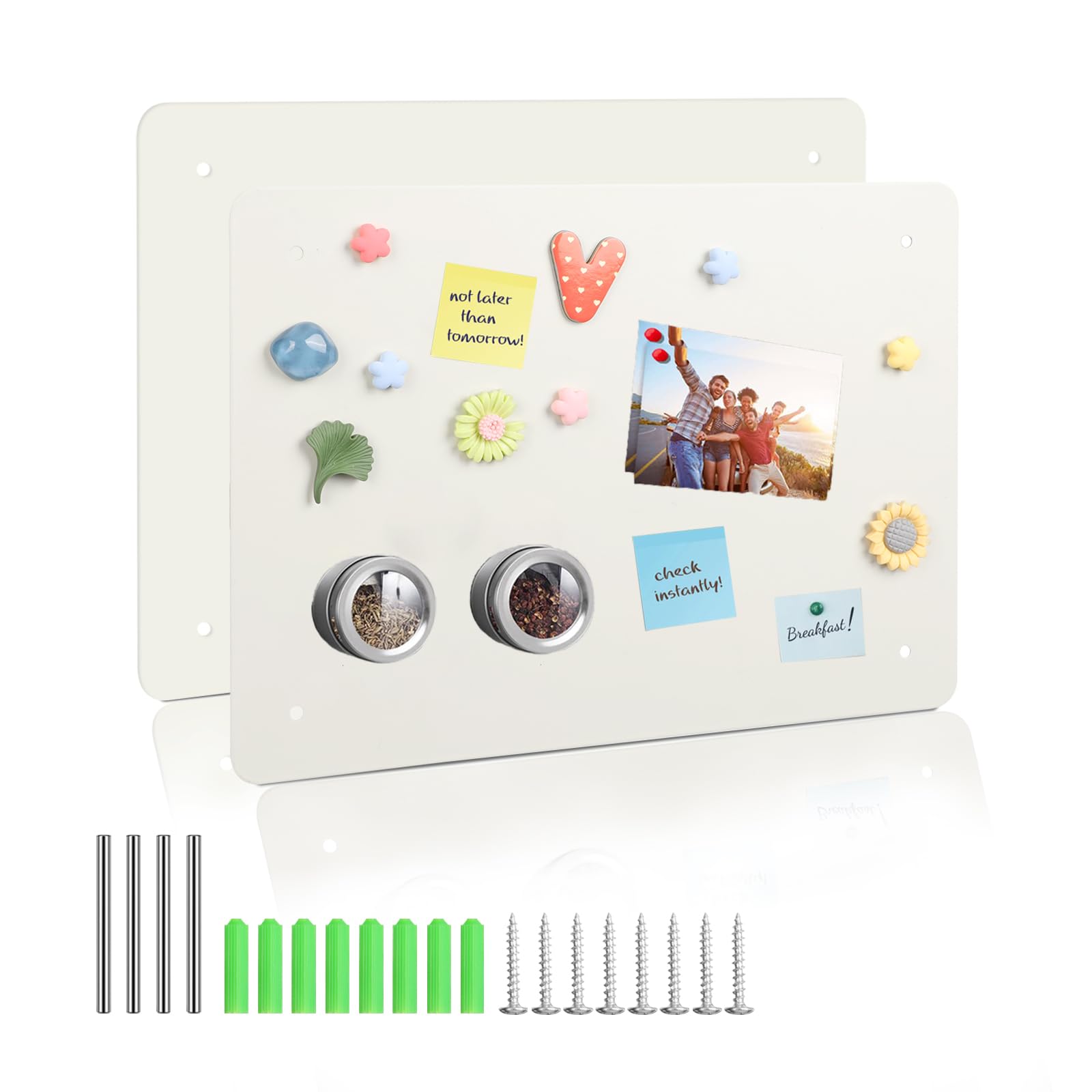Metal Magnetic Board for Wall 28x20cm Magnet Bulletin Boards Tabletops Magnetic Notice Memo Stand Board to Display Notes Photos Spice Jars