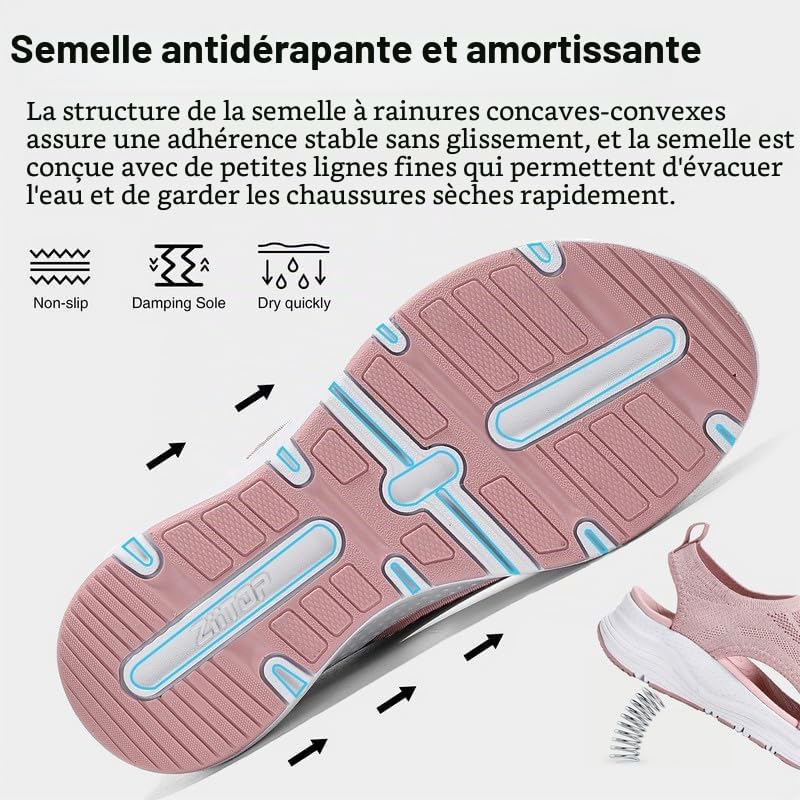 ziitop Sandales Femme été Confortable Sandale Orthopedique Semelle Compensées Femme Tropeziennes Chaussures à Bride arrière lavables Été Bout Ouvert Chaussures de Marche, Sportives