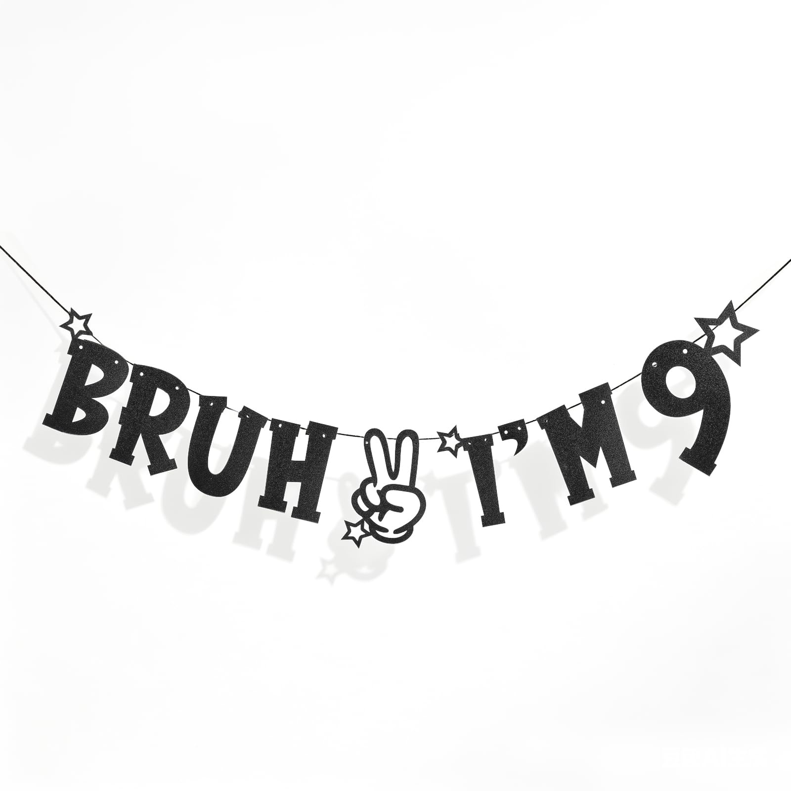 Happy 9th Birthday Banner – 9th Birthday Decorations, Flashing Black Party Banner for Boys and Girls, 9 year old Birthday Party Supplies