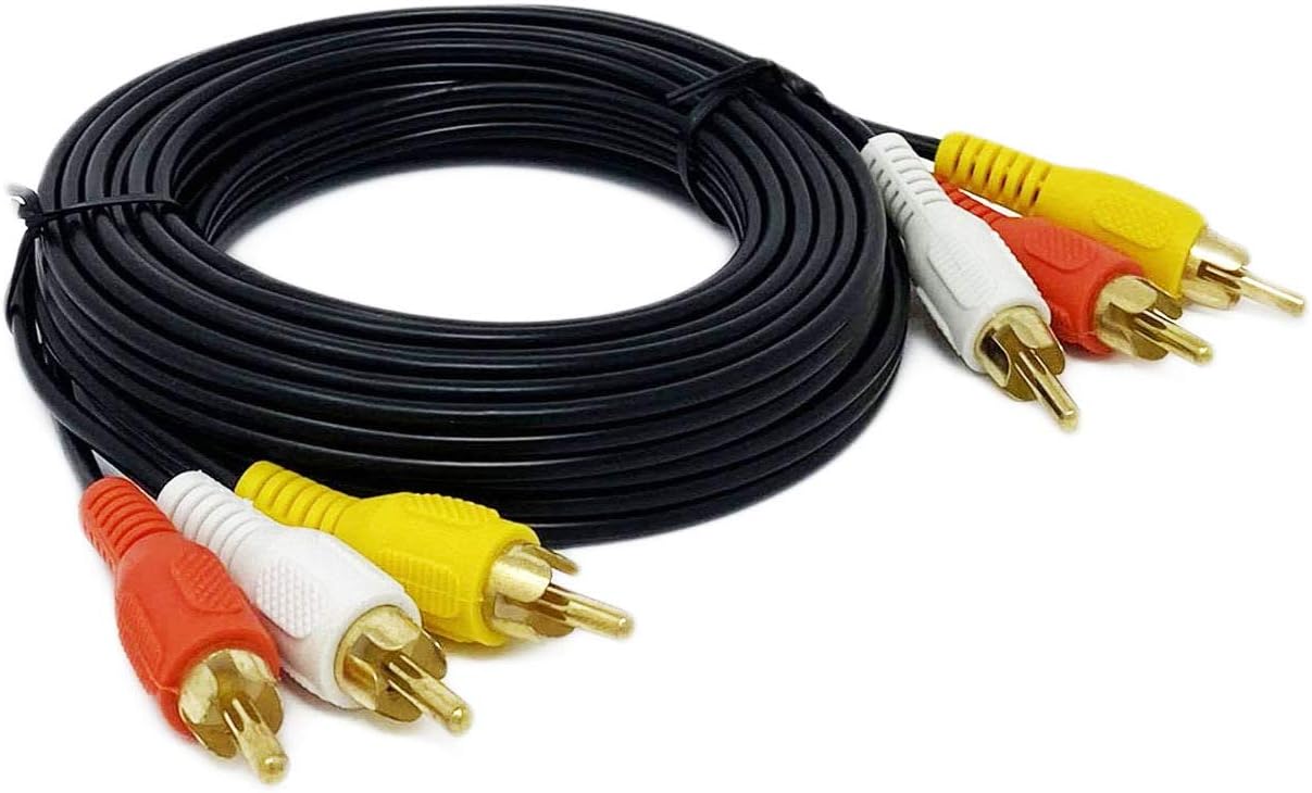 12 Feet 3RCA to 3RCA Audio and Video Cable in Gold Plated, Male to Male Composite AV Cable for TV Set Top Box, Speaker, Amplifier, DVD Player and More