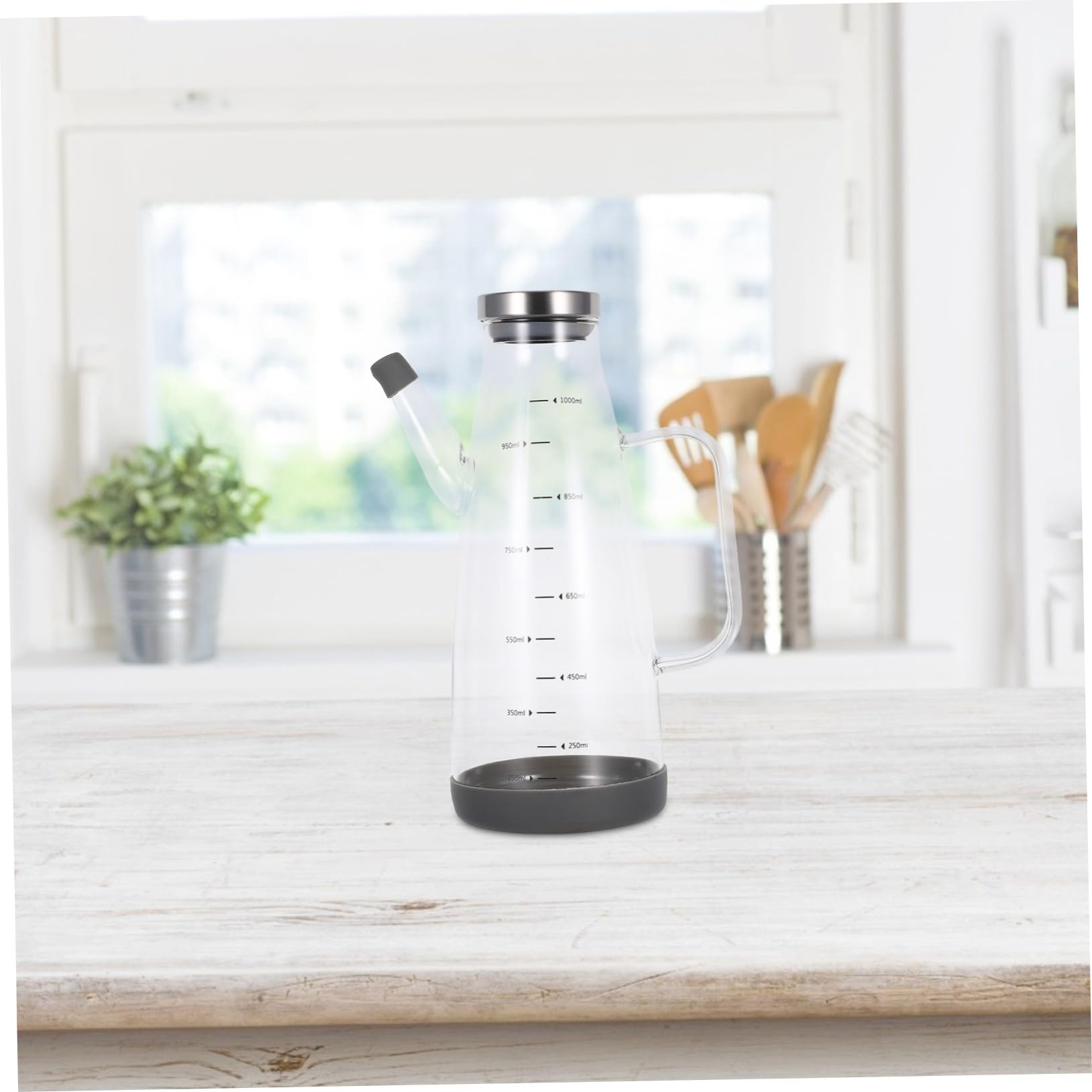 ABOOFAN 2 Piezas Dispensador de vinagre de cocina botella para vinagre y aceite recipiente de aceite de oliva dispensador de vaso Alto borosilicato Transparente