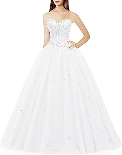 Women's Sweetheart Ball Gown Tulle Quinceanera Dresses Prom Dress - (color: Ivory, size: 18 Plus)