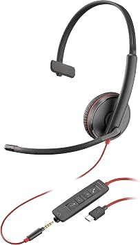 Plantronics Blackwire 3215 USB-C Headset, On-Ear Mono Headset, Wired