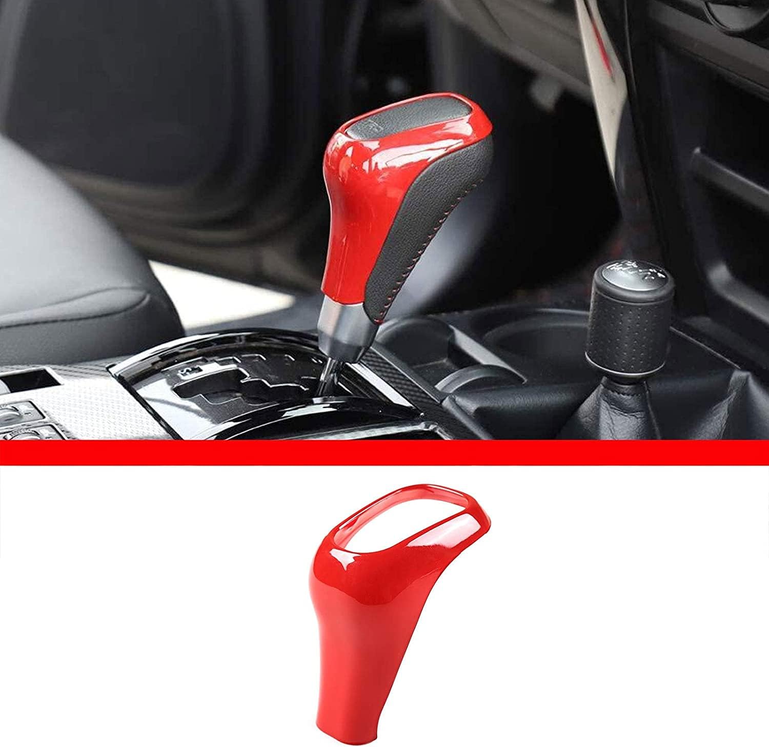 Autobro for Toyota Tundra 2014-2021,for Toyota 4Runner TRD Pro Off-Road 2010-2021 ABS Car Center Gear Shift Head Cover Trim (Red) (Red)