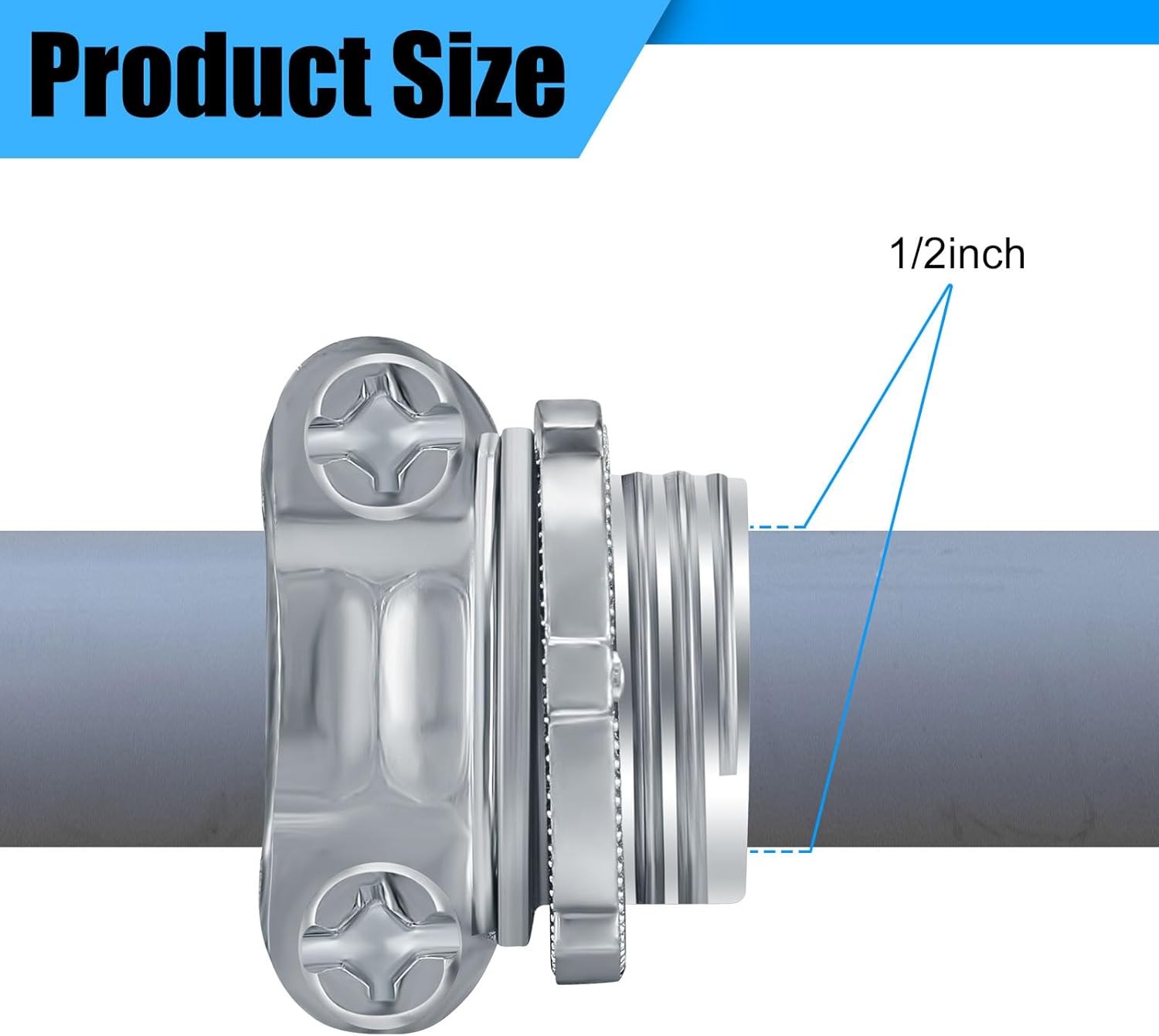 Blulu 50 Pcs Cable Connectors, Clamp Type Cable Connectors Conduit Clamp for Electric Wires Metallic Conduit Protect Cables Silver Zinc(3/4 Inch, 1/2 Inch)