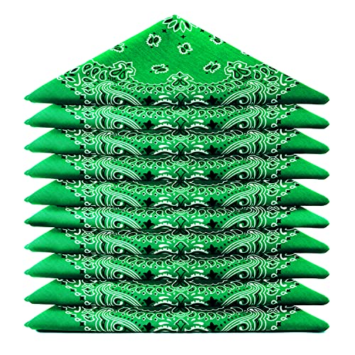 Karl Loven - Lot Bandana Vert - Motif Paisley - 100% Coton - Epaisseur Supérieure