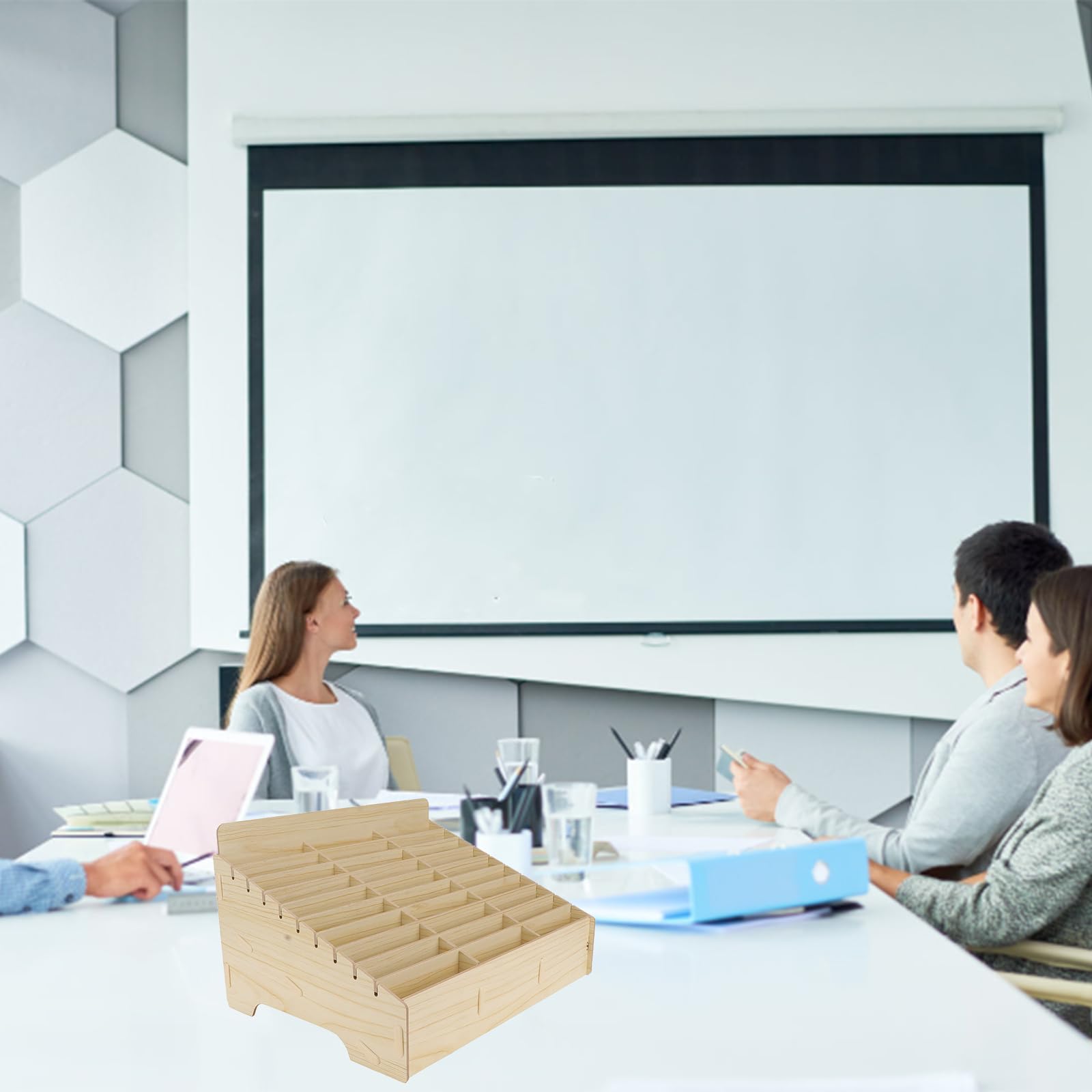Handy-Halter aus Holz mit 30 Fächern, für Klassenzimmer, Handy-Management, Aufbewahrungsbox, Schreibtisch-Organizer für Klassenzimmer, Büro, Konferenzraum (Holzfarbe, 30)