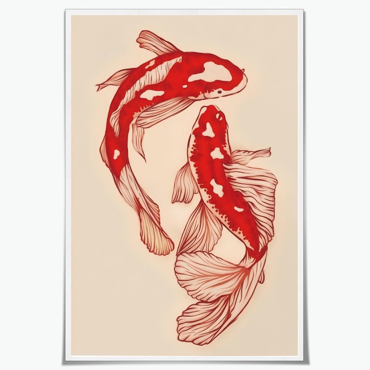 Amazon.com: Minimalist Red Koi Fish Japanese Poster Chinese Canvas