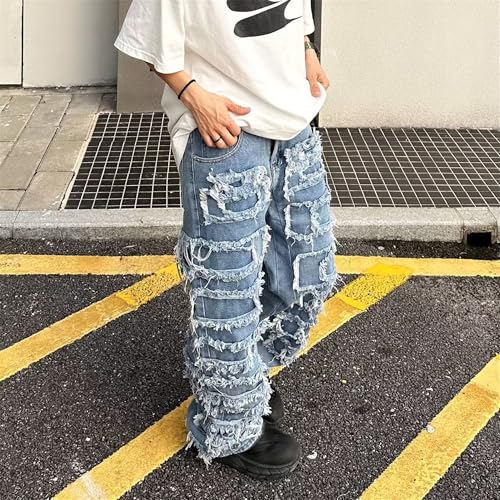 Fashion Ripped Hip Hop Jeans for Men Distressed Destroyed Denim Pants Skinny Slim Fit Daily Trousers2