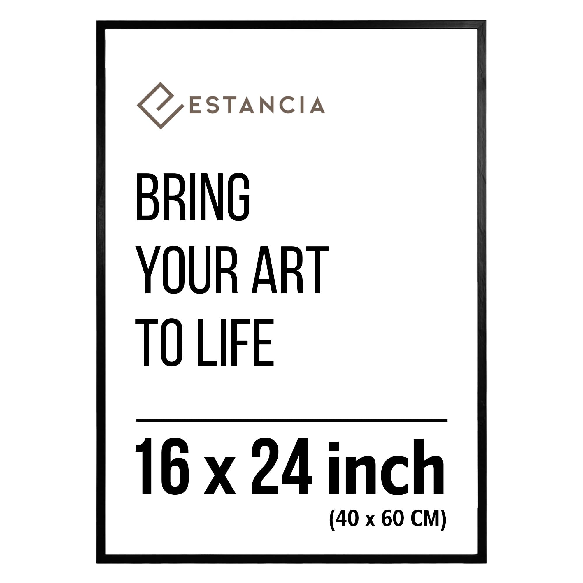 Estancia Black Pine Wood Photo Frame 40x60 cm with Shatterproof Acrylic Glass | Modern 40 x 60 cm Wooden Picture Frame