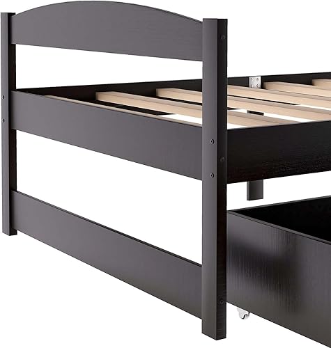 Miniatura 9 de Base de cama de plataforma de madera de tamaño individual con 2 cajones de almacenamiento, sofá cama de almacenamiento moderno con soporte de