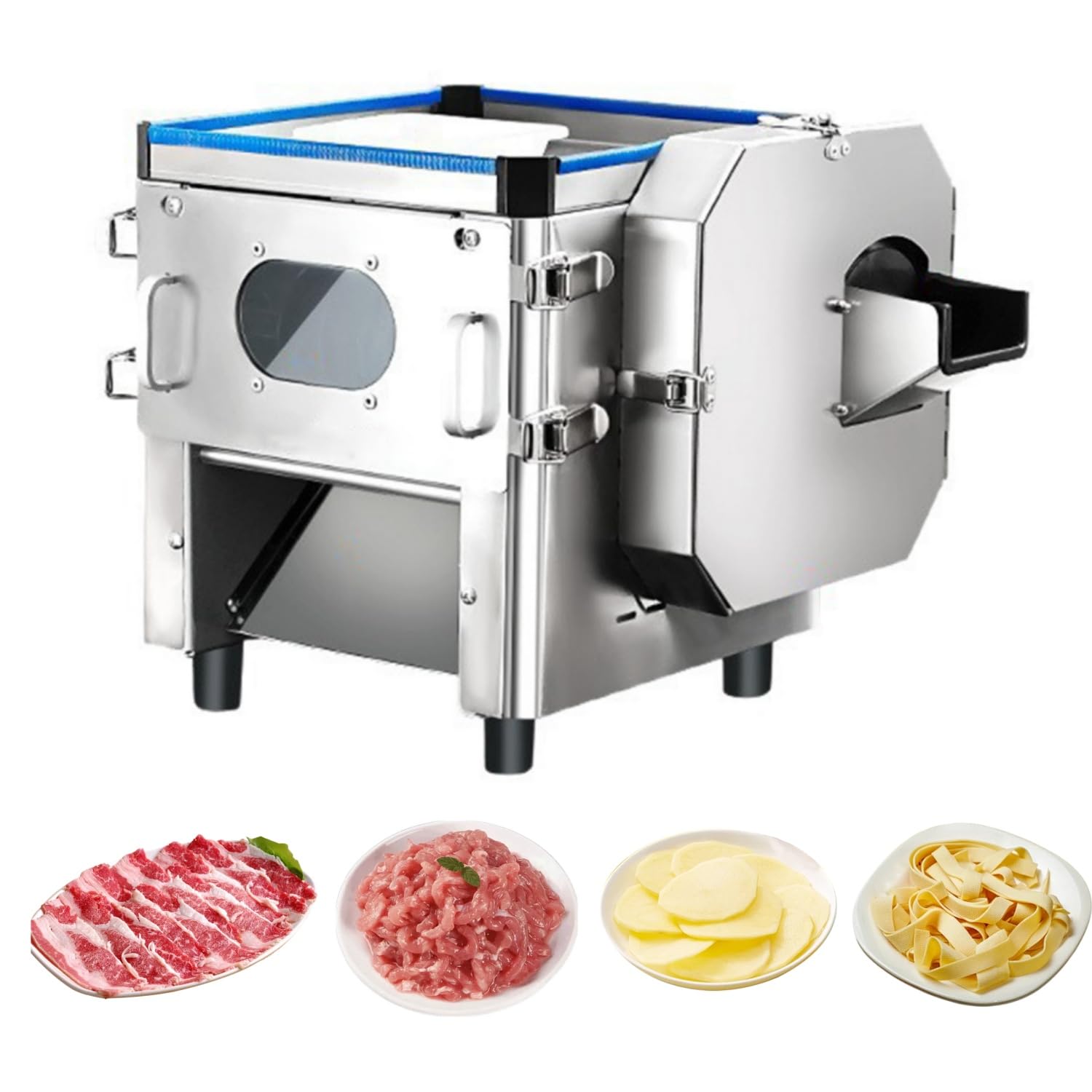 cendbirut Electric Meat Cutter Machine, Main Blade Cuts Boneless Meat & Soft Vegetables, Side Blade Chops Potatoes & Carrots, for Restaurant & Home Kitchen, 850W,5mm