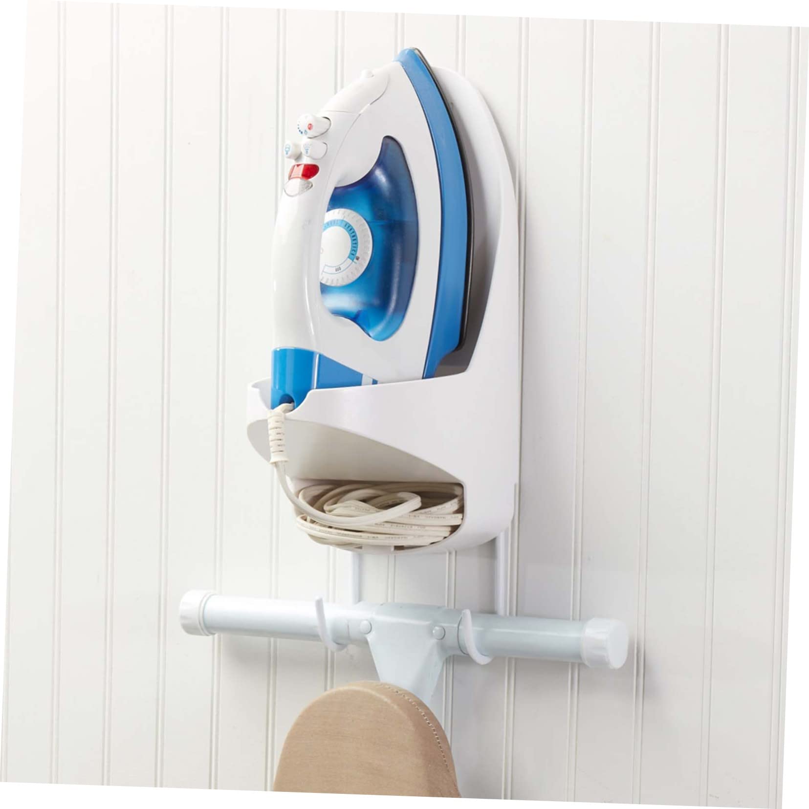 Tofficu 1pezzi Supporto Da Parete Per Da Stiro Appendiabiti Resistente in Materiale Organizer Verticale Contenitore Portatile