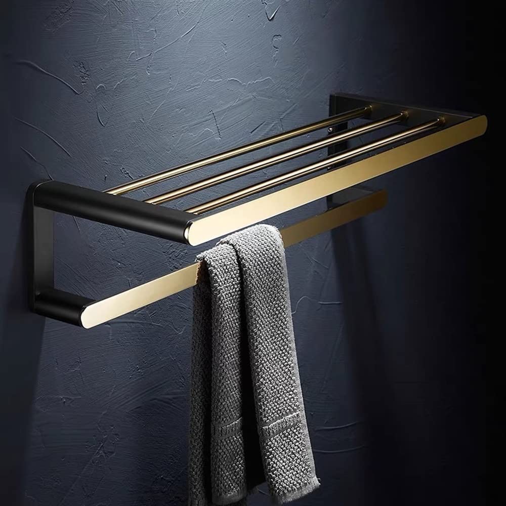 Étagère de salle de bain CRODY avec porte-serviette mural en inox