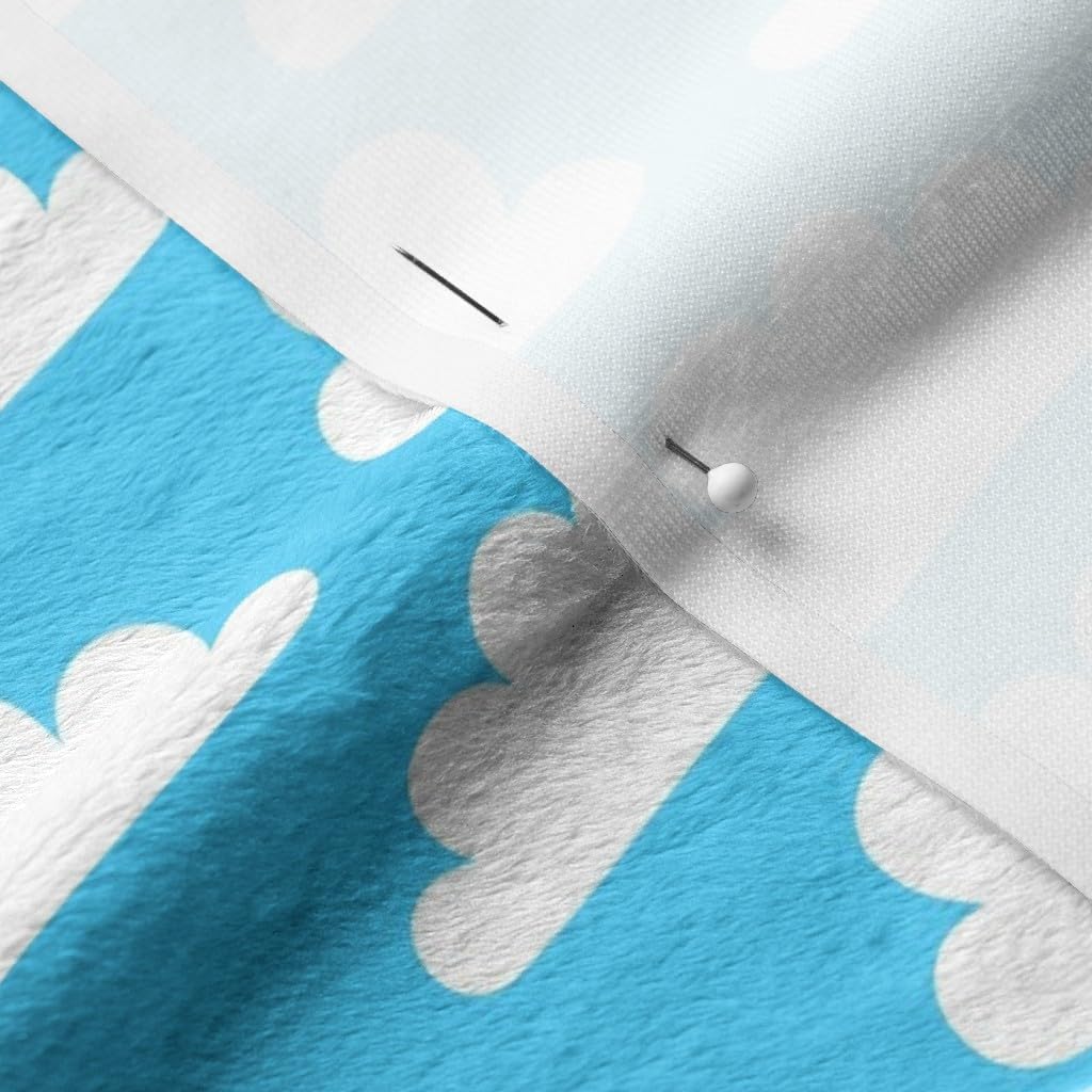 Spoonflower Fabric - Happy Clouds Sky White Blue Nature Whimsical Printed on Minky Fabric by The Yard - Sewing Baby Blankets Quilt Backing Plush