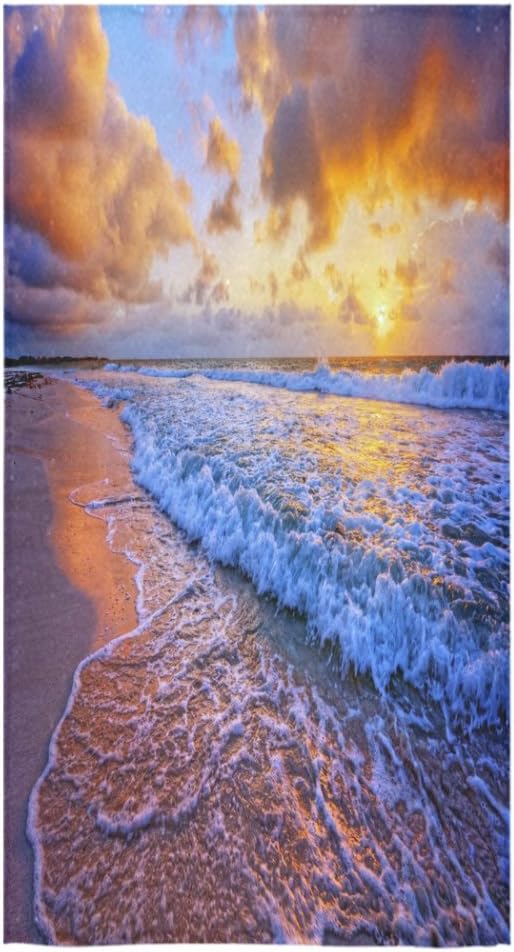 Tropical Ocean Wave Sale Custom Bath Towels Large Soft and Comfortable Travel Beach Bathroom Shower Washcloth Wrap for Men/Women 80% Polyester 20% Cotton, (30" x 56")