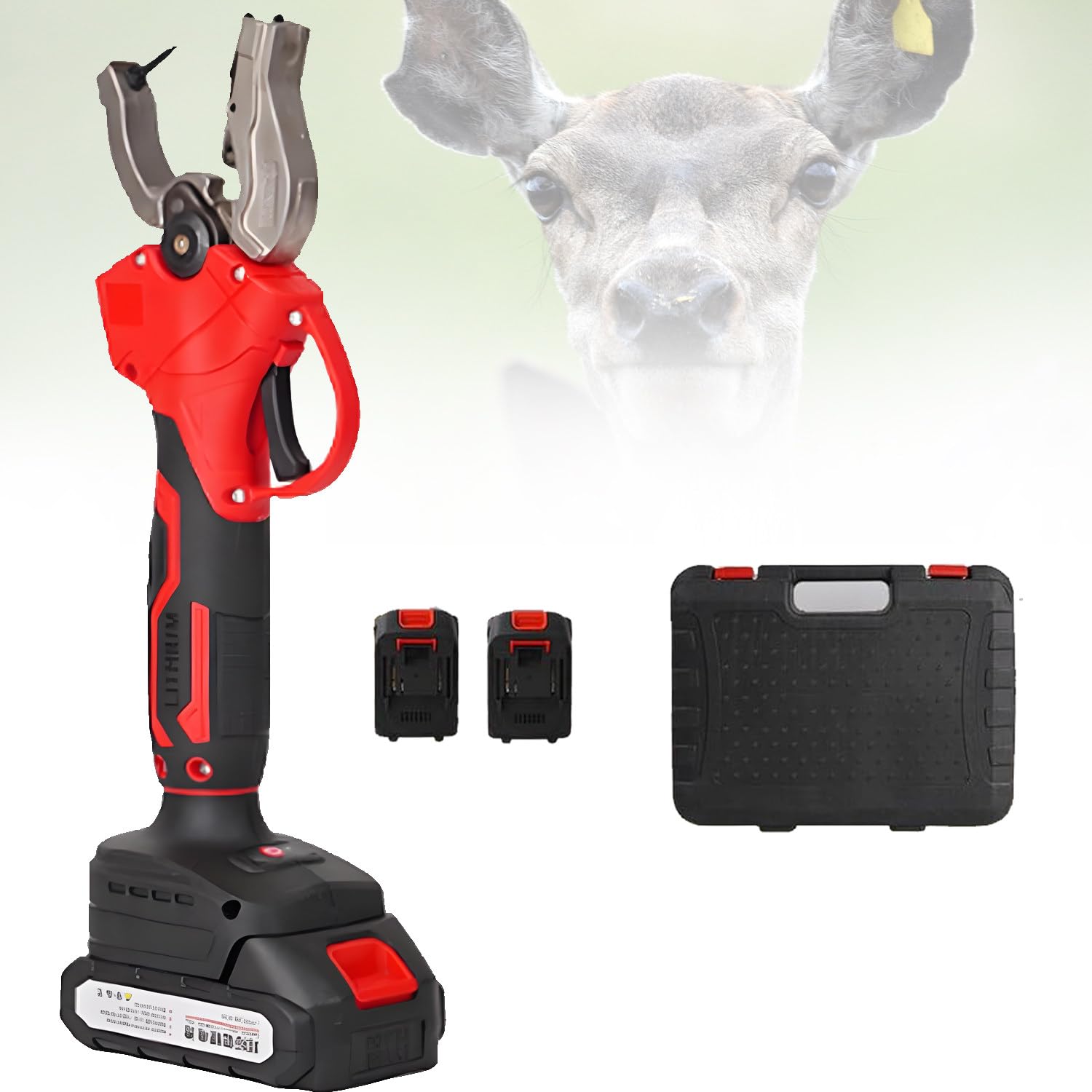 Herramienta eléctrico para Colocar Crotales en Animales | Etiquetador inalámbrico para animales con dos baterías recargables, presión vertical automática, ahorra tiempo y esfuerzo.
