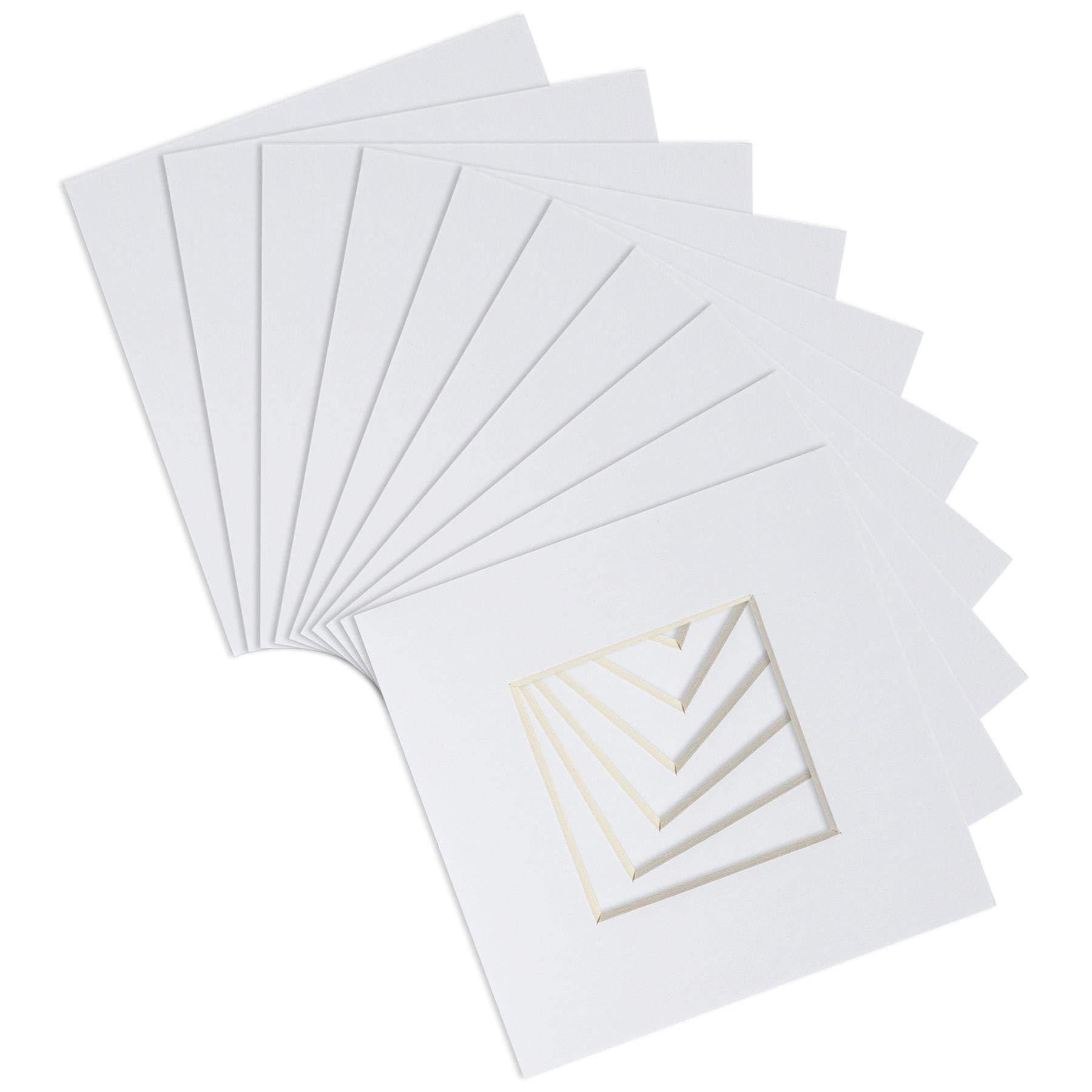 Nicola Spring White 6" X 6" Picture Mount For 10" X 10" Frame - Pack Of 10