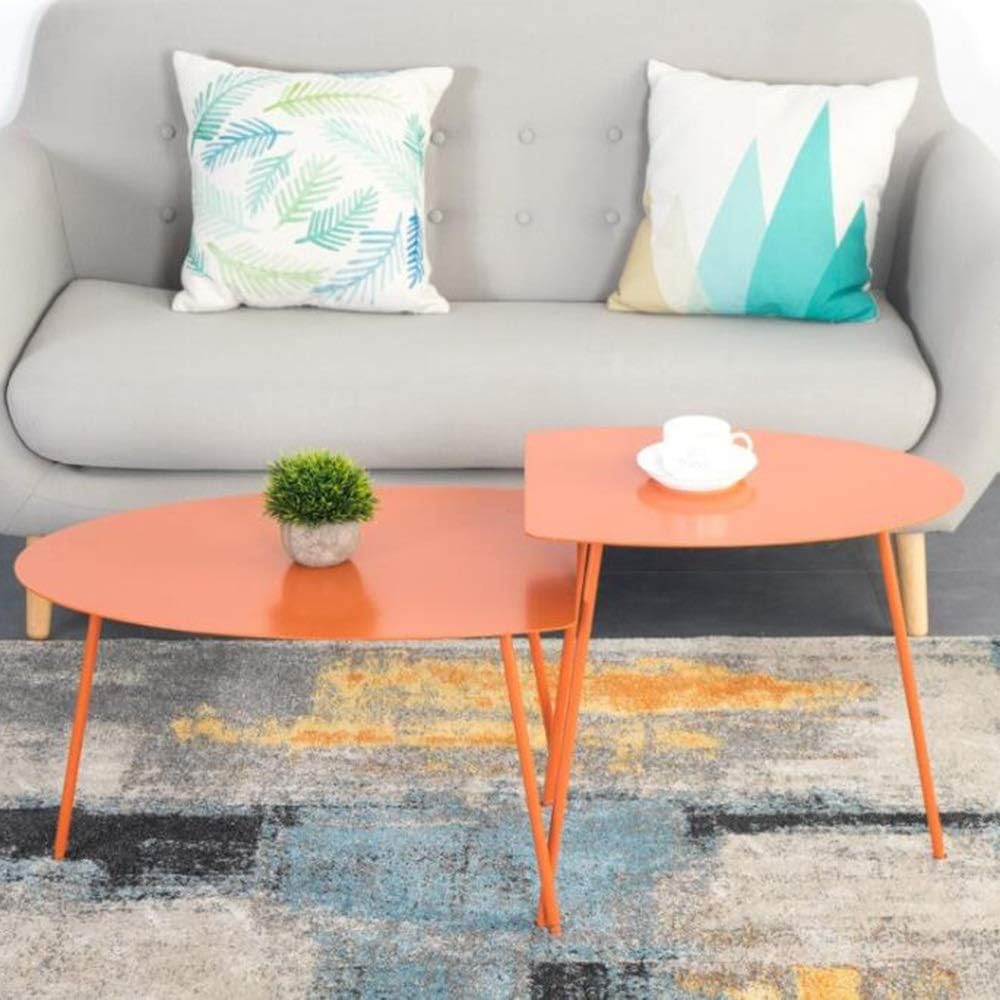 Side Table/End Table,Set of 2 Wrought Iron Livingroom Corner Table BedOffice Corner Movable Small Tea Table 3 Color 19×15×22 Inch/25×19×15 Inch