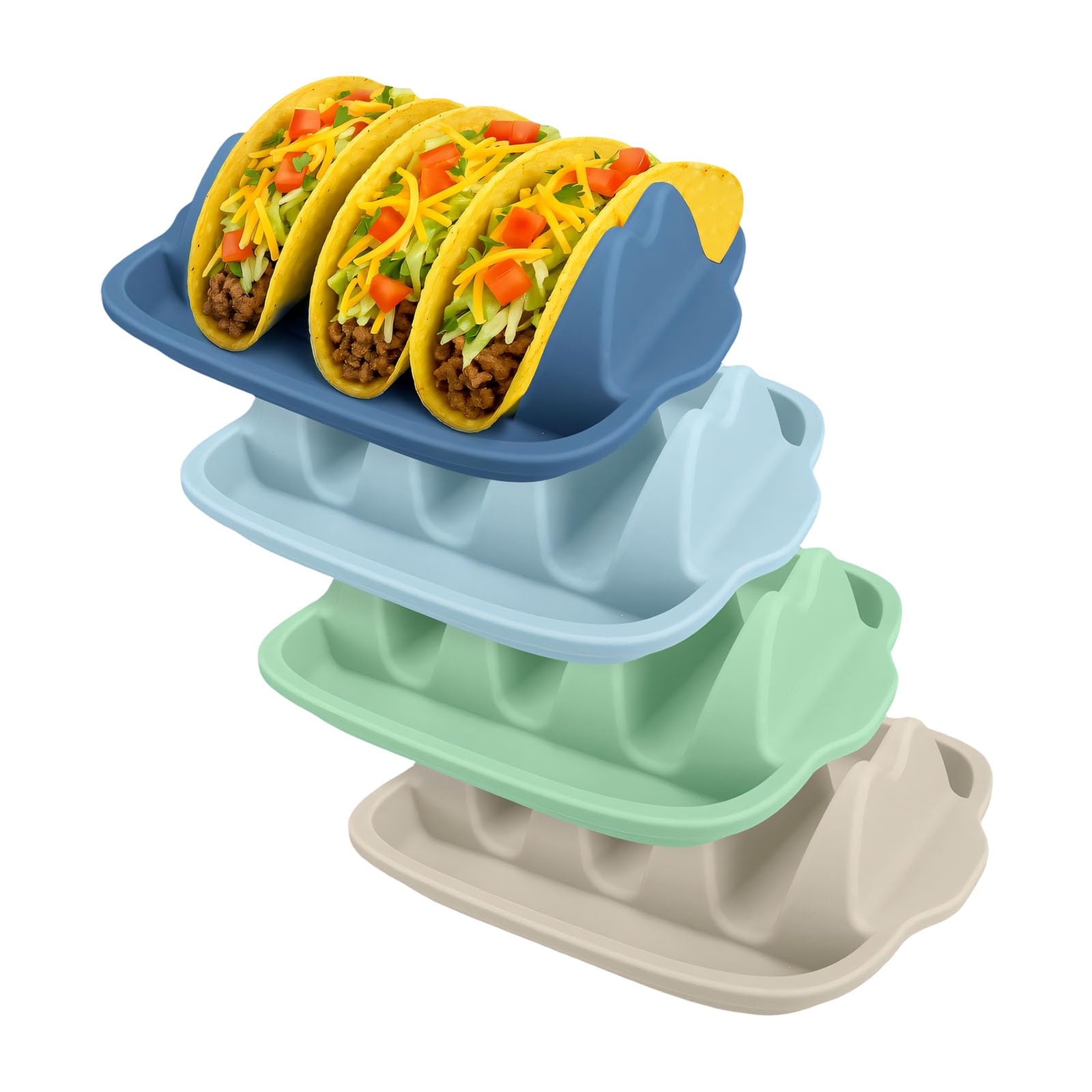 Elnwnnkc Silicone Corn Shell Stand for 4 Shells with 2 Inch Slots and Anti Slip Grooves for Stable Serving of Sauces and Fillings Enchilada Holder for Tacos