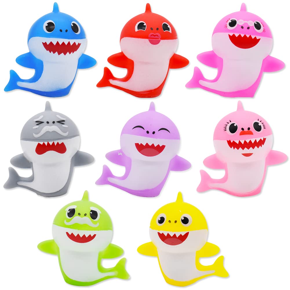 Simmpu 8 Pcs Shark Cake Toppers Shark Mini Figures Set Shark Theme Party Supplies Shark Cake Decorations for Family Shower Birthday Party Decorations Shark Party Decorations