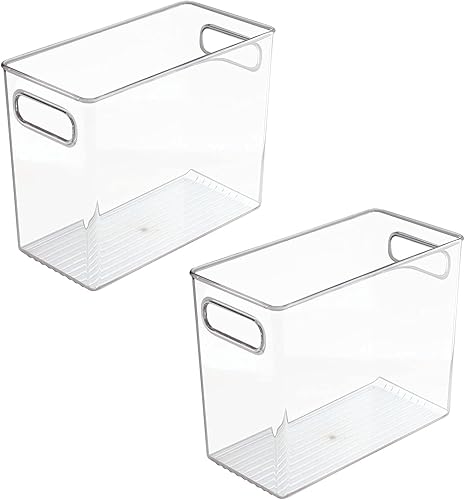 Miniatura 9 de mDesign Contenedor organizador alto de plástico para almacenamiento, organización de oficina para archivador, armario, estantes y escritorio,