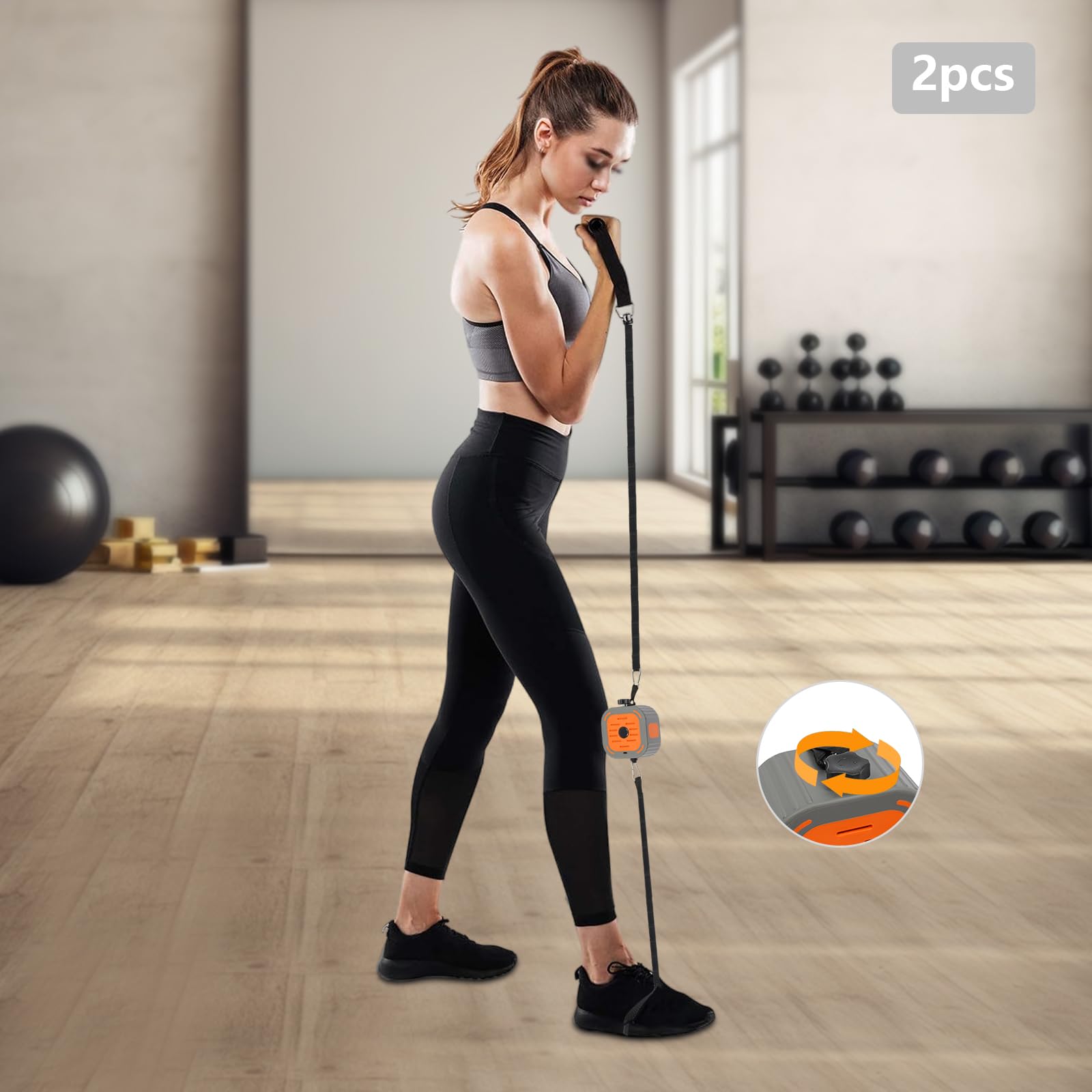 Set di 2 fasce per allenamento fitness con manici e motori, elastici, fascia di resistenza regolabile per allenamento di forza, fasce di allenamento e pompa, per fitness a casa