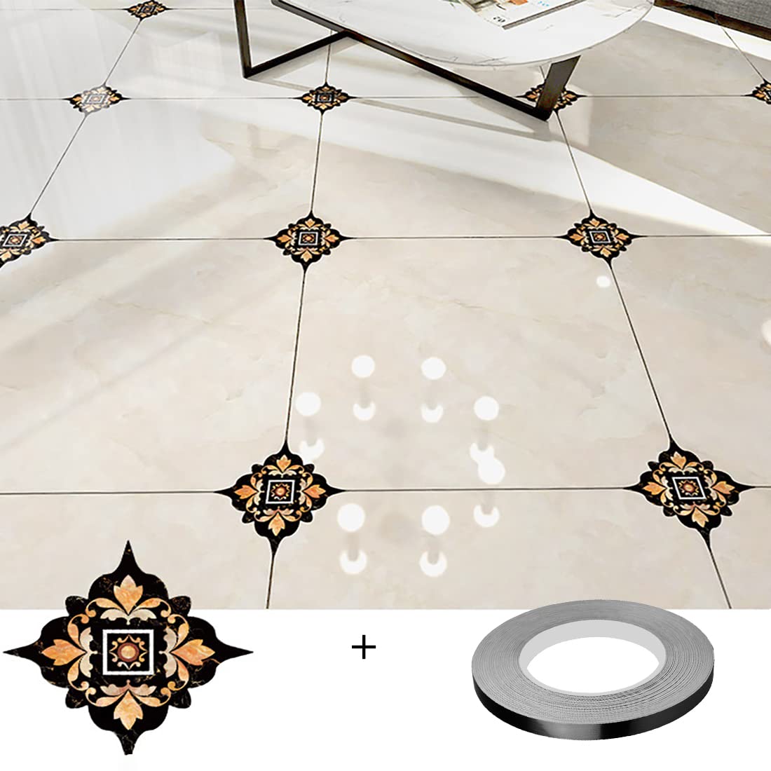 2 Tiras Adhesivas Decorativas Doradas - Pegatinas Autoadhesivas Para Paredes Y Suelos