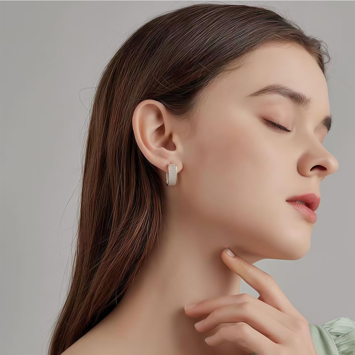 14K Gold Plated Christmas Earrings - Small Chunky Cubic Zirconia Hoop Earrings for Women, Hypoallergenic & Trendy Jewelry Valentines Day Gifts - Image 3