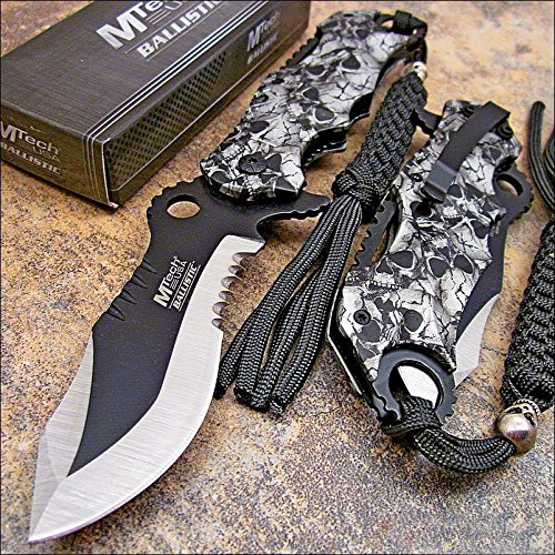 Mtech Ballistic Grey Crack Skull Camo Folding Pocket Knife
