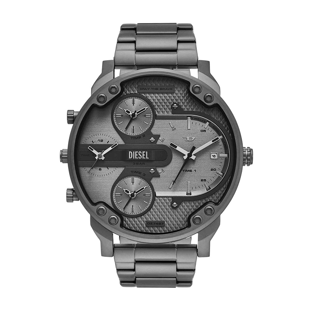 Diesel Orologio Mr. Daddy da uomo, Movimento multifunzionale al quarzo a tre lancette con cinturino in acciaio inossidabile