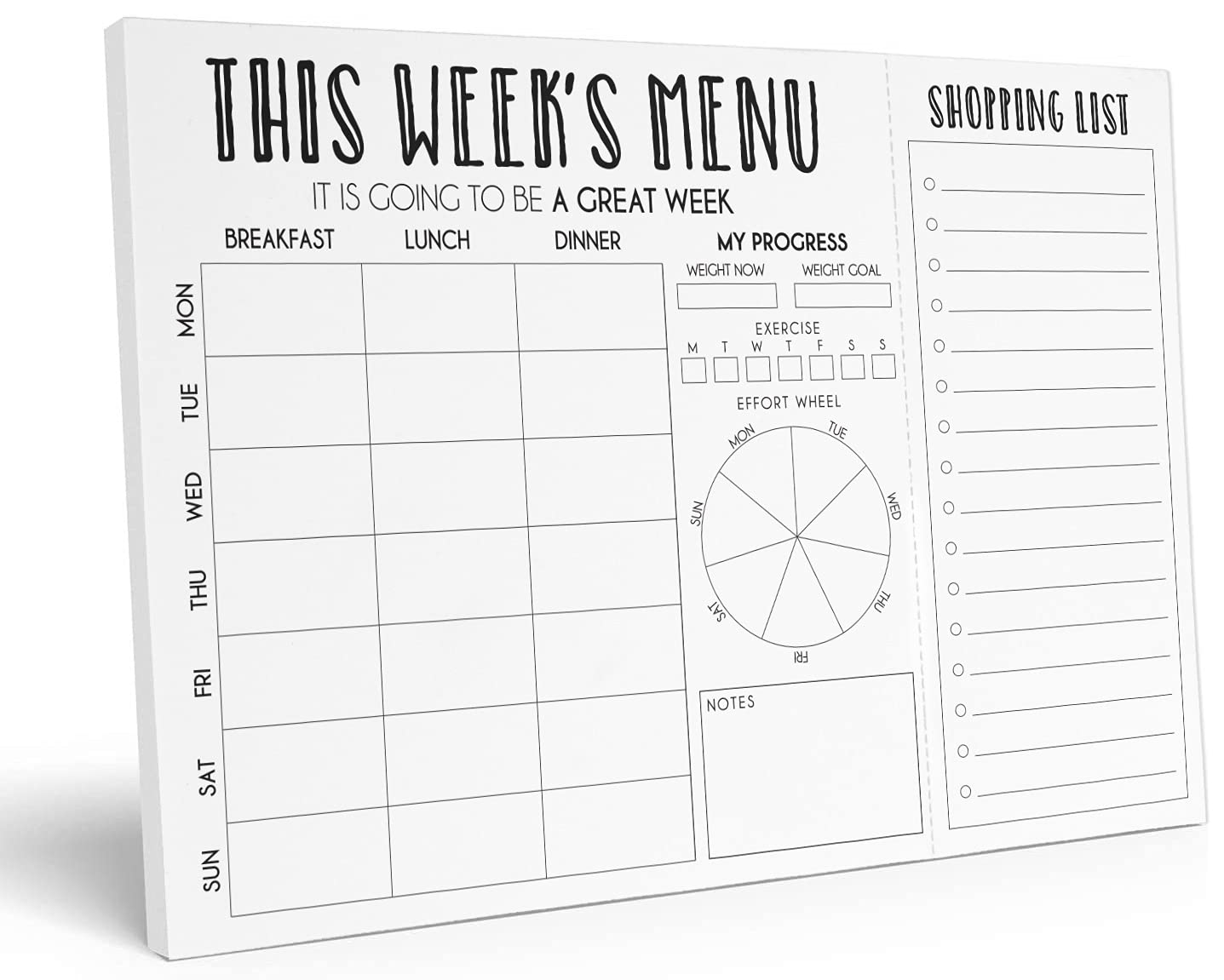 InkdotpotWeekly Meal Planner Notepad 7"x10”, This Week's Menu" Magnetic Meal Planning Pad with Tear Off Grocery Shopping List for Fridge- Kitchen & Home - 54 Sheets -PJ