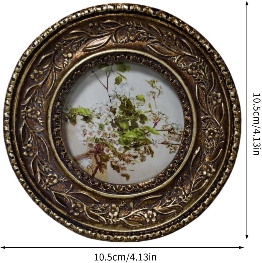 Elegant Round Resin Photo Frame with Detailed Embossing for Stylish Interior