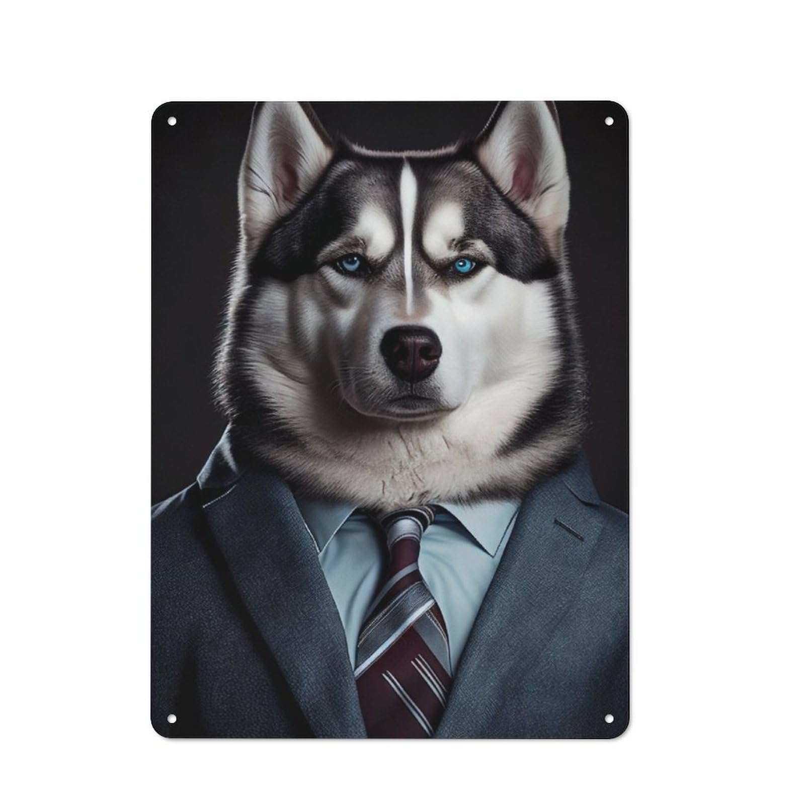 Junmoney Husky Suit Metal Plaque 40X30cm With For Hallway Wall, Retro Decor, For Wall Display Collectors